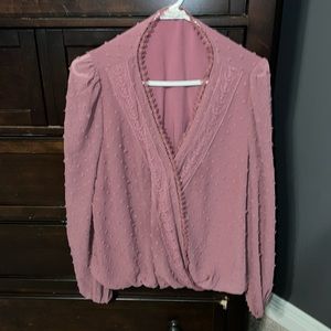 Dress faux wrap shirt with button clasp